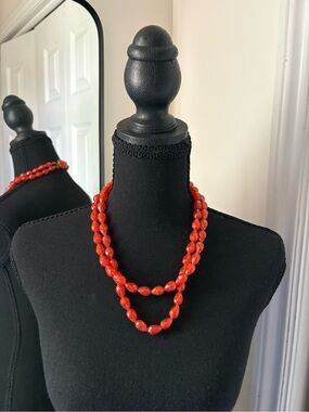 Double-Strand Red Beaded Women's Necklace